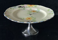 Art Deco, Coronet Ware Cake Plate, Chrome stand, 11 cm tall, 23 cm across