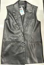 Primark Women's leather look black waist coat size 10 [WG]
