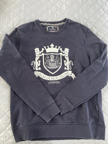 Aquascutum navy crew neck logo - neck,