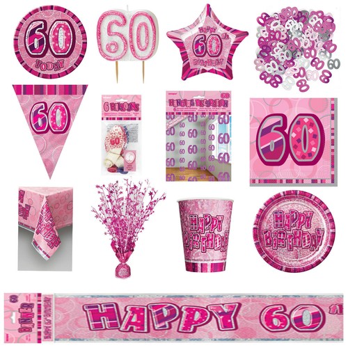 Pink glitz birthday tableware - pink,