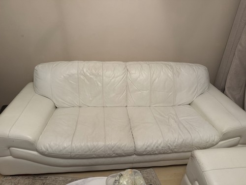 White leather sofa seater - white,