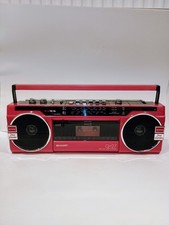 Vintage Sharp QT-27 Boombox - Red Stereo Radio Cassette Rec- WORKING SEE VIDEO