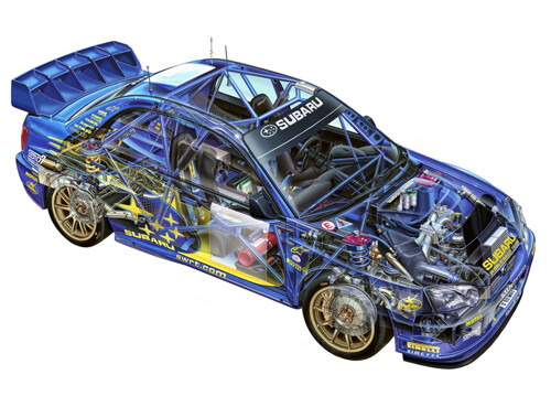 Subaru impreza wrc cutaway - a3,