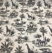 Fryetts SAFARI Animals Natural, Linen Blend Fabric.Curtains/Upholstery/Cushions