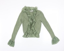 Zara Women Green Ruffle Knit