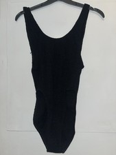 Women’s Black Bodysuit Leotard Soft Ribbed Size 8/10 High Leg High Waisted