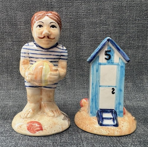 Vintage man with beach hut - man,