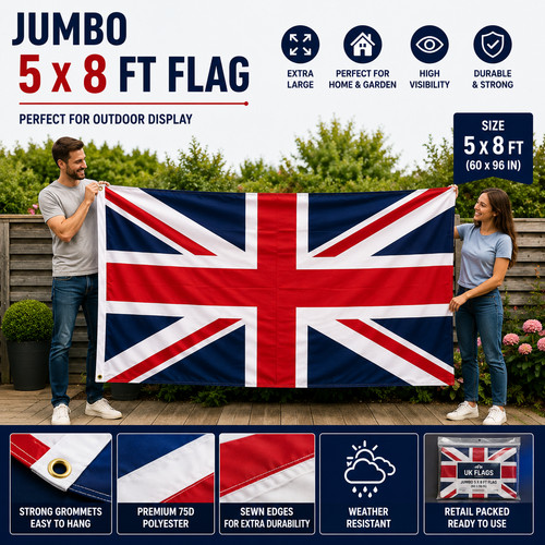 8x5ft jumbo union jack - 8x5ft,