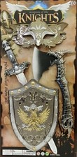 Knight's Sword / Axe Shield Mask Set - Medieval War Toy Role Play Kids Battle