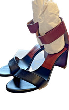 CHLOE Black & Brown TWO TONE ANKLE STRAP Sandals Shoes - Size 39 UK 6.Good Cond.