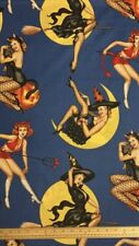 Fat Quarter Bewitched Retro Sexy Halloween Girls 100% Cotton Quilting Fabric