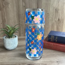 Urban Outfitters Floral Glass and Carafe Set Bedside Water Decanter Tumbler