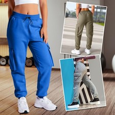 Cargo Trousers for Womens Fleece Combat Jogging Bottoms Sweatpants with Pockets