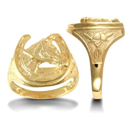 9ct yellow gold - horse, shoe