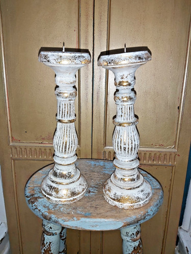 Set two wooden candle - set,