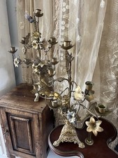 Pair Of Antique French Toleware/ormolu Candlesticks