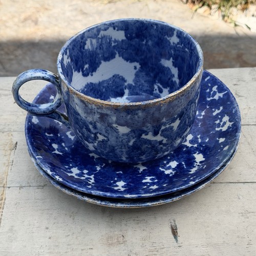 Antique blue white - blue, spongeware
