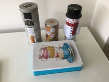 Metal biscuit tins x4 festive floral teatime designs Walkers M&S job lot