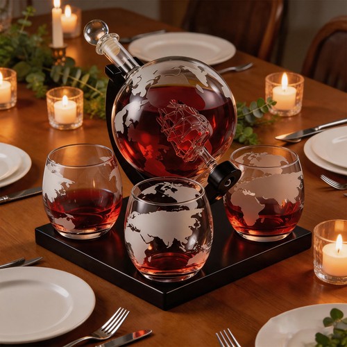 Globe whisky decanter set - whisky,