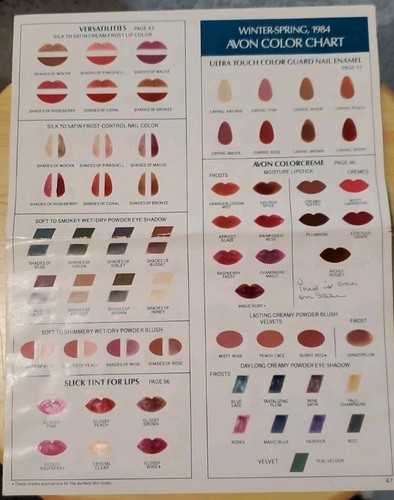 Vtg 1984 avon color swatch - avon,