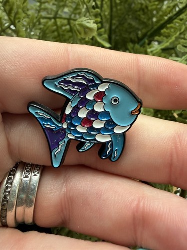 Rainbow fish enamel pin - rainbow,