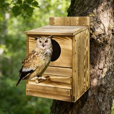 Wooden Screech Owl House Large