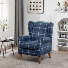 High Wing Back Armchair Tartan