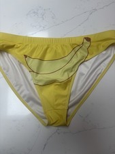 Men’s Boy’s Vintage style swimmers swim wear r yellow banana  large Sun Speedos 