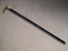 Lovely Sturdy Elegant Engraved Brass  Handle Walking Stick Hardly Used 50J