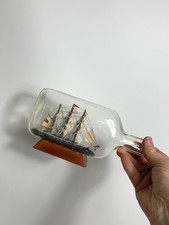 Vintage Ship In A Bottle / Galleon Ship In Bottle With Stand / 8”