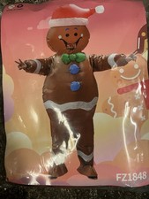 Christmas Workshop Inflatable Gingerbread Man Suit With Fan And Battery Pack