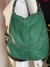 Soft Leather Goddess Green Shoulder Bag Made In Italy Slouchy Gold Hardware