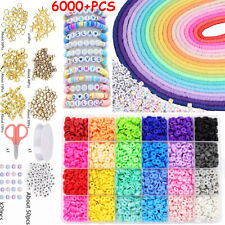 6000Pcs/Set Clay Beads for Bracelet Making Kit Clay Flat Polymer Beads Jewellery