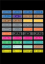 RECYCLING / WASTE / DISPOSAL signs or stickers 150mm x 50mm bin rubbish