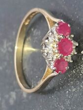 0.80ct Natural Ruby And Diamond Engagement Ring 9ct Gold 375 DiA Size S Beautifu