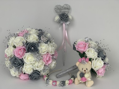 Wedding bouquets pink grey