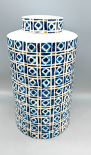 NINA CAMPBELL HOME LARGE DECORATIVE LIDDED VASE RARE COLLECTABLE BLUE/WHITE