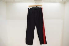 Vintage Black Trousers with Red Stripe Military Style Wool Blend 32in Waist
