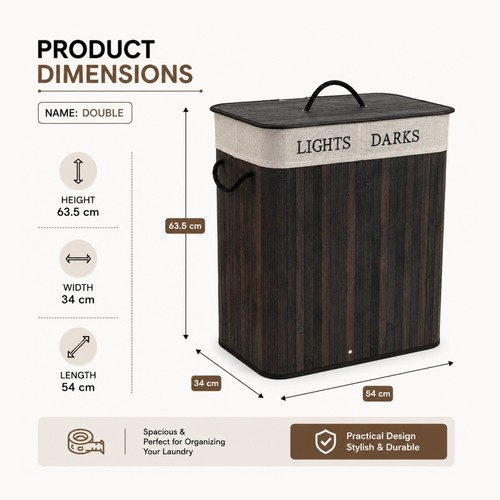 Bamboo laundry basket with - with, lid