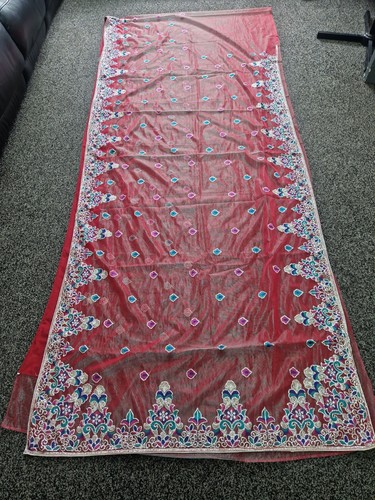Red embroidered saree floral - embroidered,