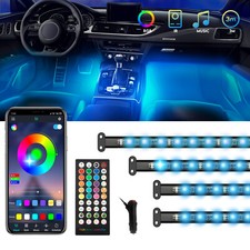 Neon RGB LED Car Interior Light Strip Caravan Footwell Ambient Lighting Bar Kit