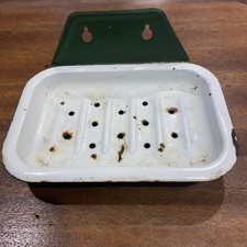 1920s Vintage Green Enamel Soap dish Decorative Bathroom Collectible