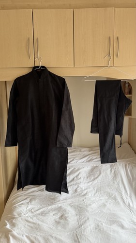 Mens indian black kurta - indian,