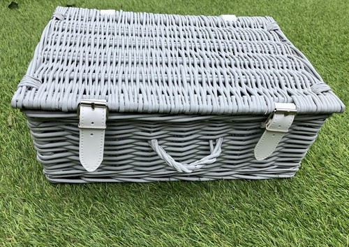 Grey wicker basket hamper - grey,