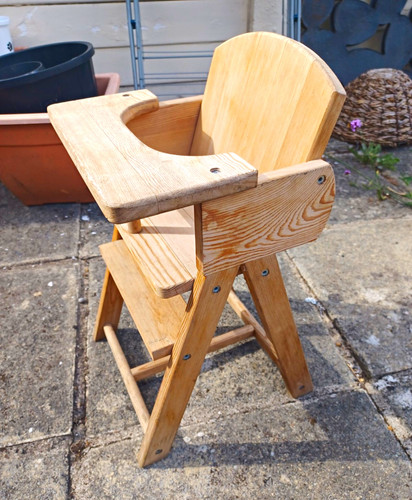 Wooden toy high chair feeding - wooden,