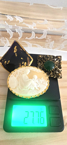 3pc cameo brooch - brooch, lot,