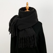Long Fringe Milk Fleece Scarf