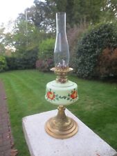 Antique Brass & Glass Uranium Vaseline  SUN  Oil Lamp Chimney & Original Chimney