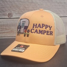 Happy camper girl embroidered - camper,