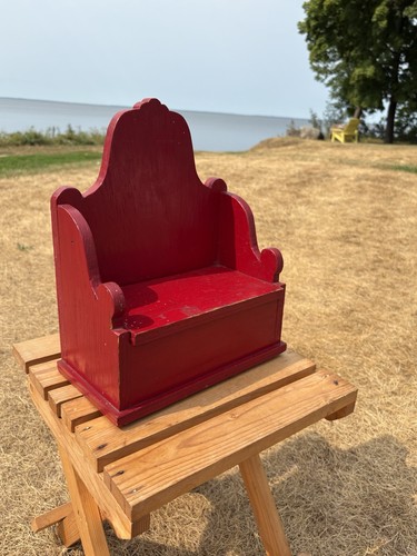 Vtg handmade red painted wood - red,